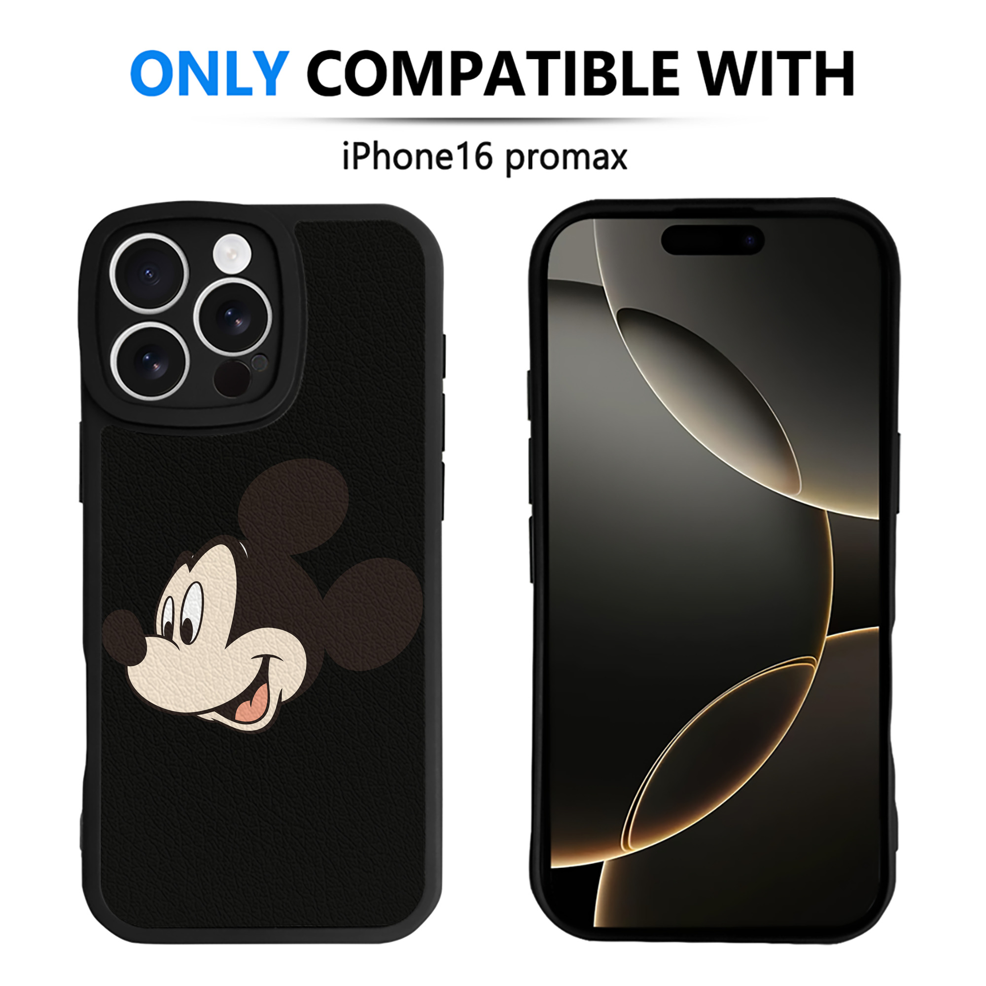 （画像用） ミッキーマウス Mickey Mouse 【iPhone 16シリーズ対応】シリコンスマホケース（レザー調） 材質：シリコン